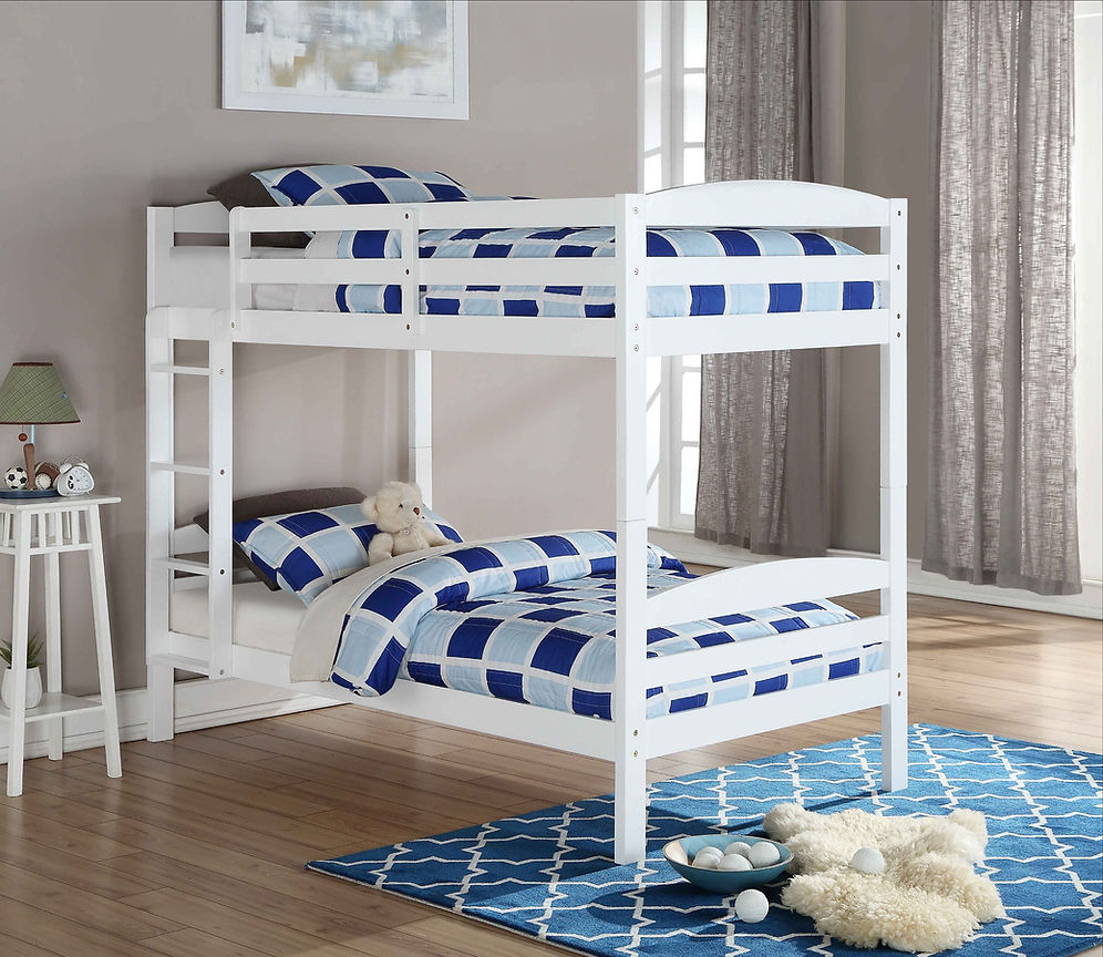 White B-124E Twin Over Twin Bunk Bed
